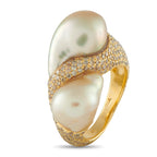 Yvel 18K Yellow Gold 2.0ct Diamond and Baroque Pearl Ring