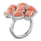 Zydo 18K White Gold 0.50ct Diamond and Coral Ring