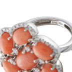 Zydo 18K White Gold 0.50ct Diamond and Coral Ring