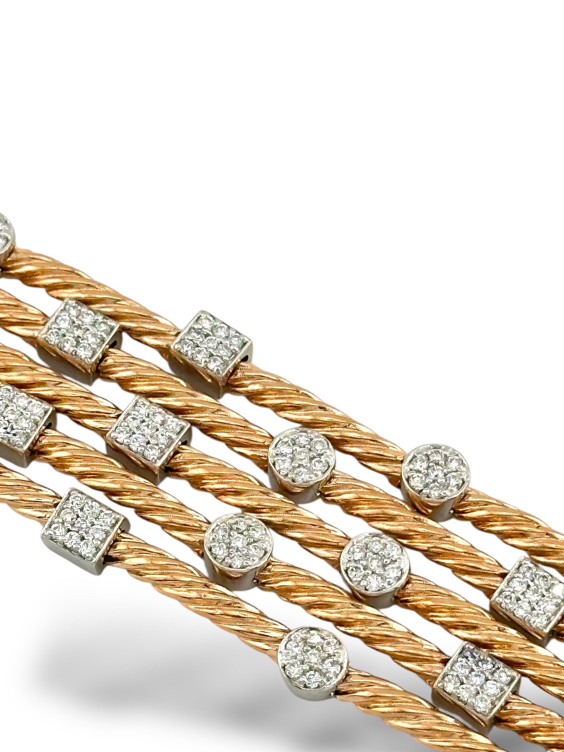 14 kt. Yellow gold, 14K Yellow Gold Multi-Band Bracelet with 3.30 Carats of Diamonds -  3.5ct. tw. Diamond (Natural)