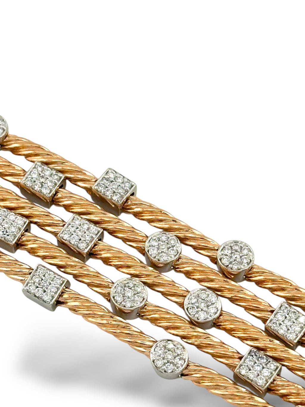 14K Yellow Gold Multi-Band Bracelet with 3.3ct of Diamonds