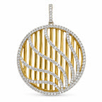 14K White and Yellow Gold Diamond Circle Pendant