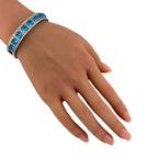 18K White Gold 2.8ct Diamond and Blue Topaz Bracelet