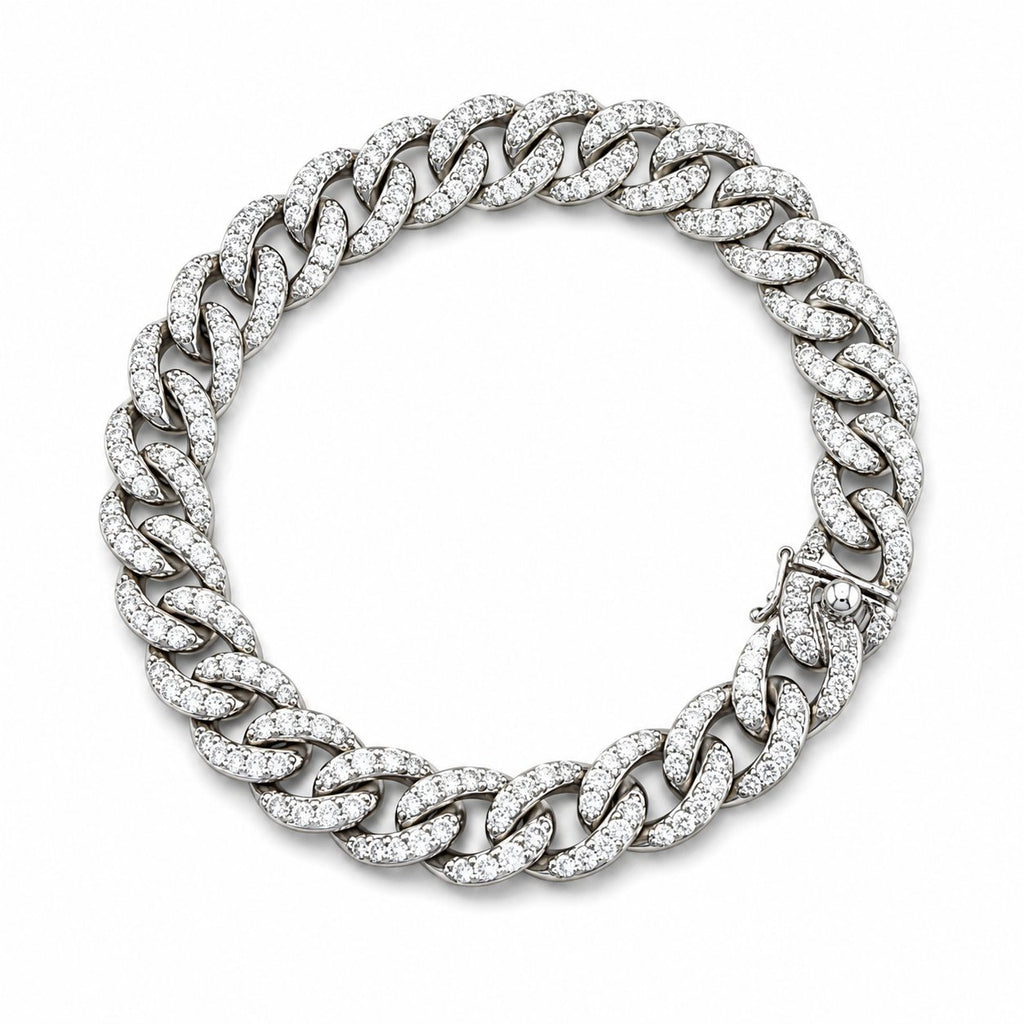 18K white gold diamond interlocking circle link bracelet