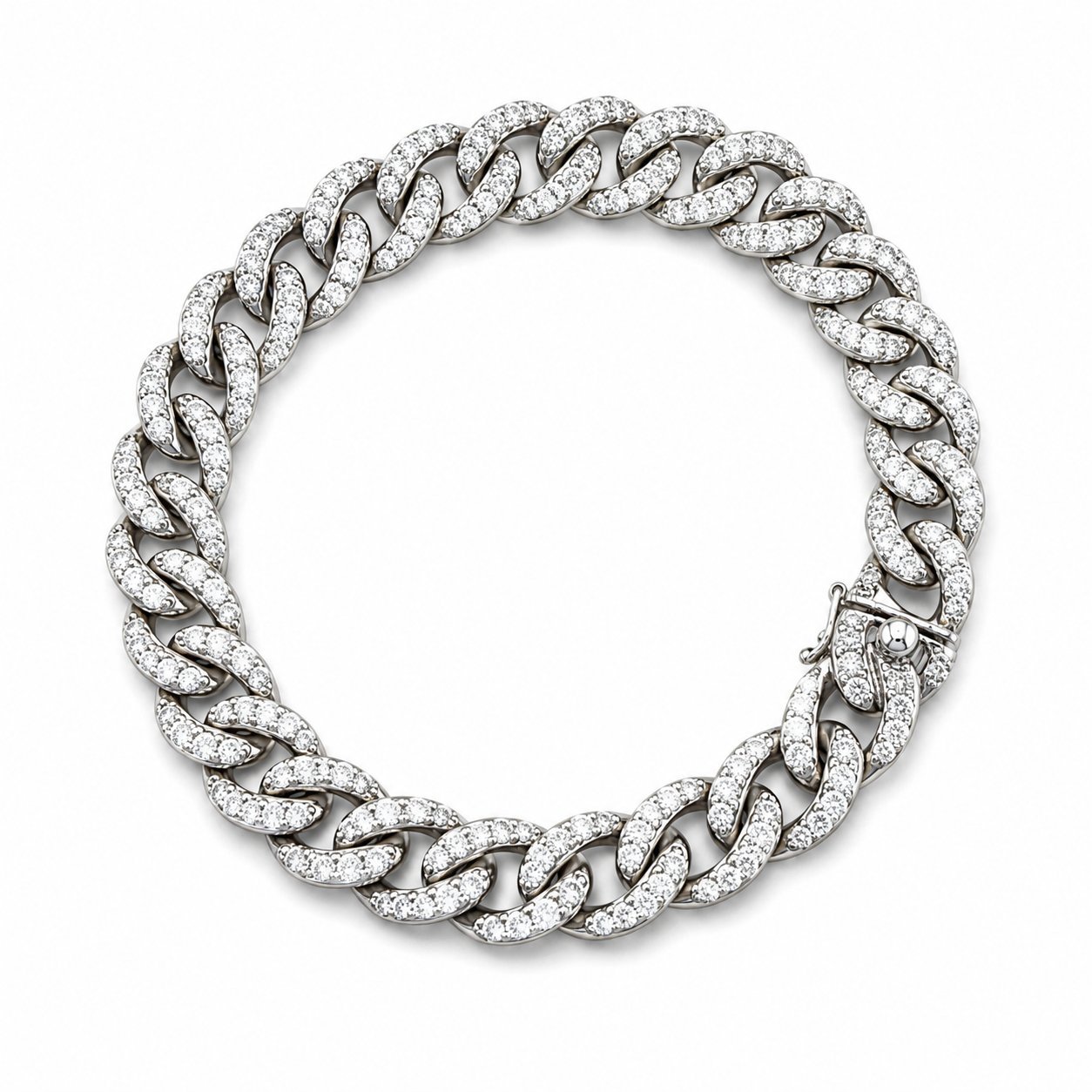 18K white gold diamond interlocking circle link bracelet