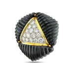 18K Yellow Gold and 2ct Diamond Black Onyx Earrings