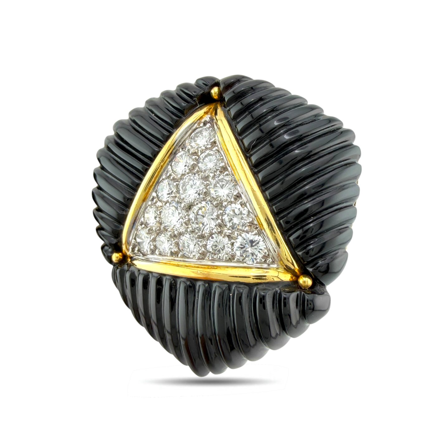18K Yellow Gold and 2ct Diamond Black Onyx Earrings
