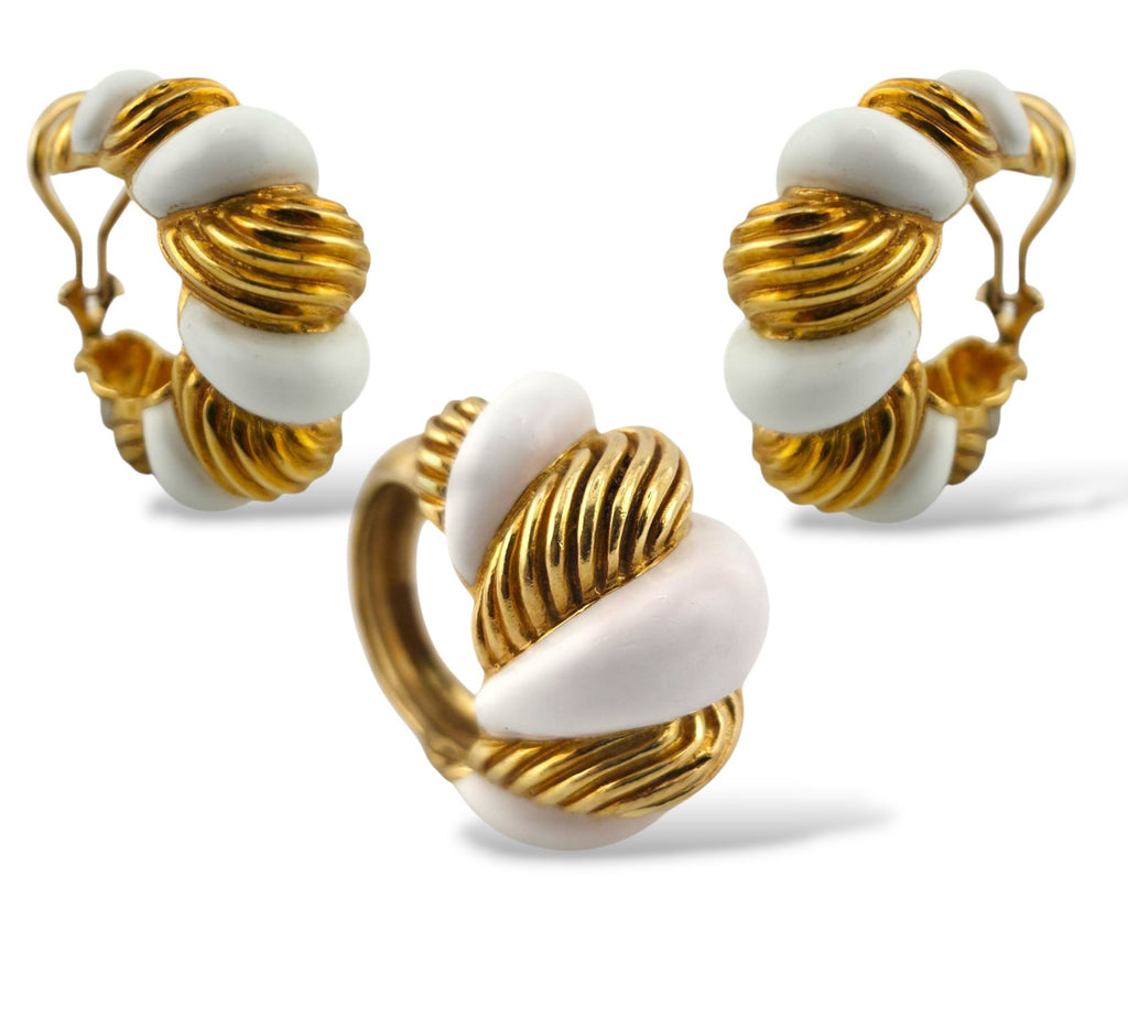 18K Gold Ring and Earrings Set