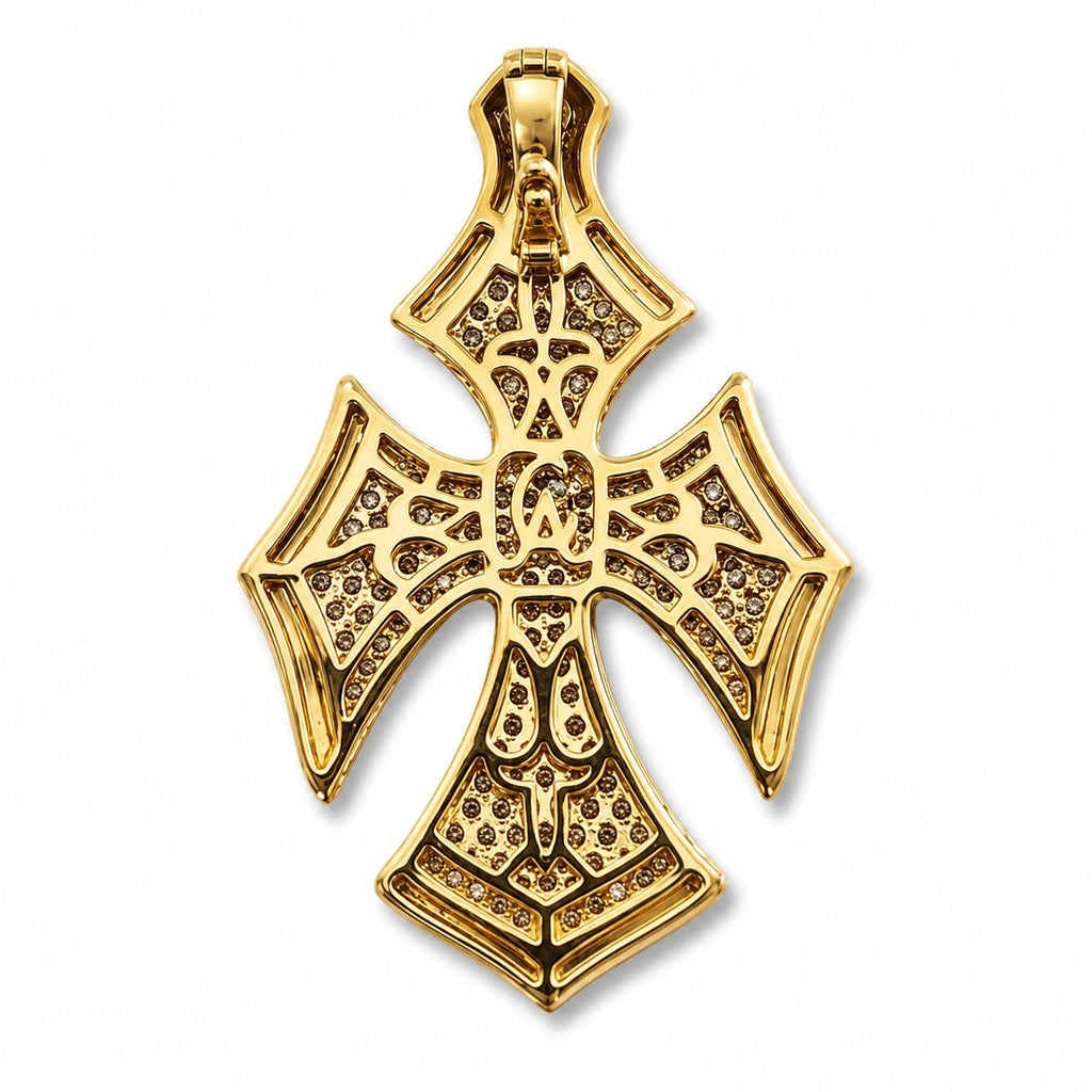 18K gold cross pendant with pavé diamonds