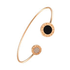 Bvlgari Bvlgari Onyx Diamonds 18K Rose Gold Open Cuff Bracelet