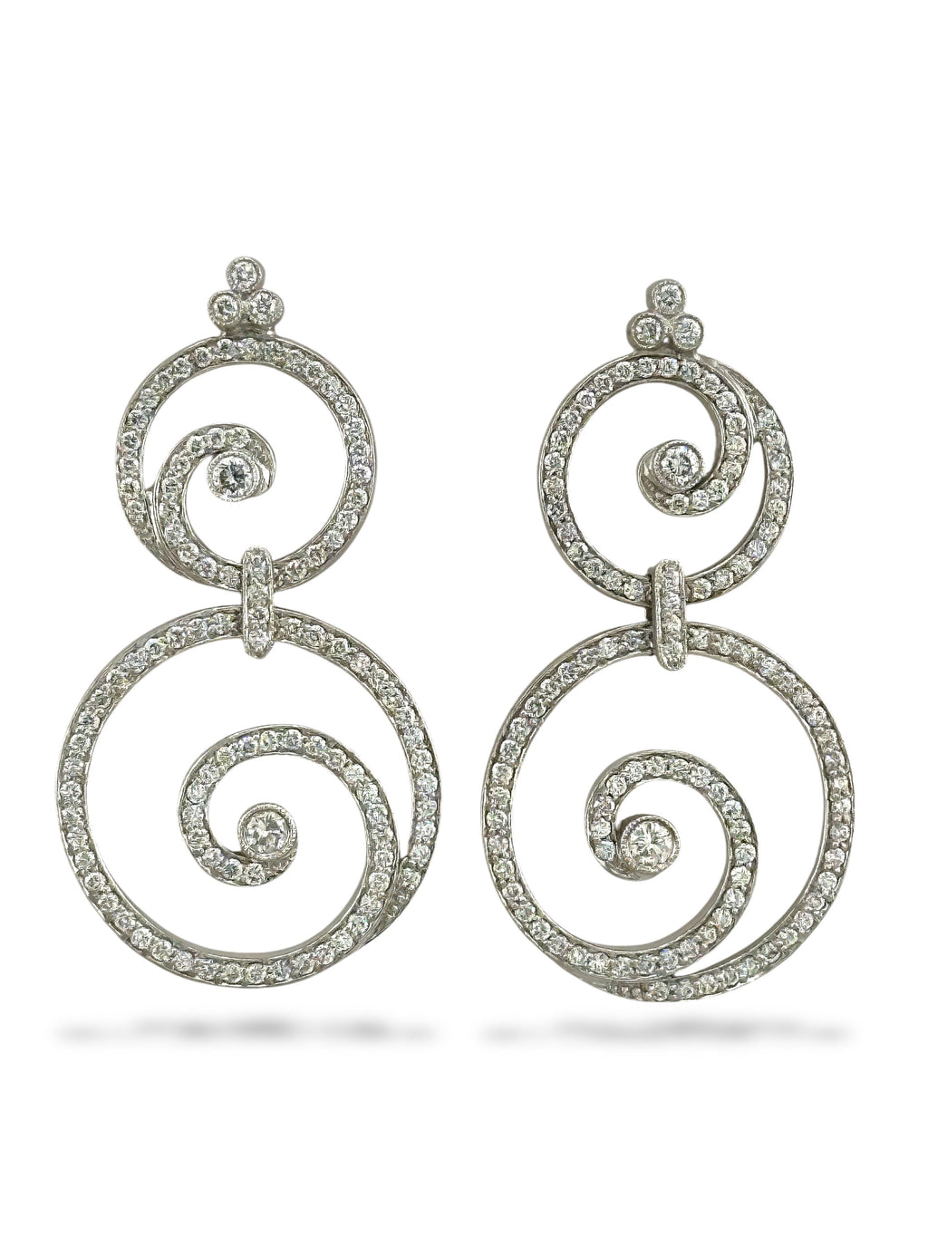 18K White Gold Circular 3.48ct Diamond Earrings