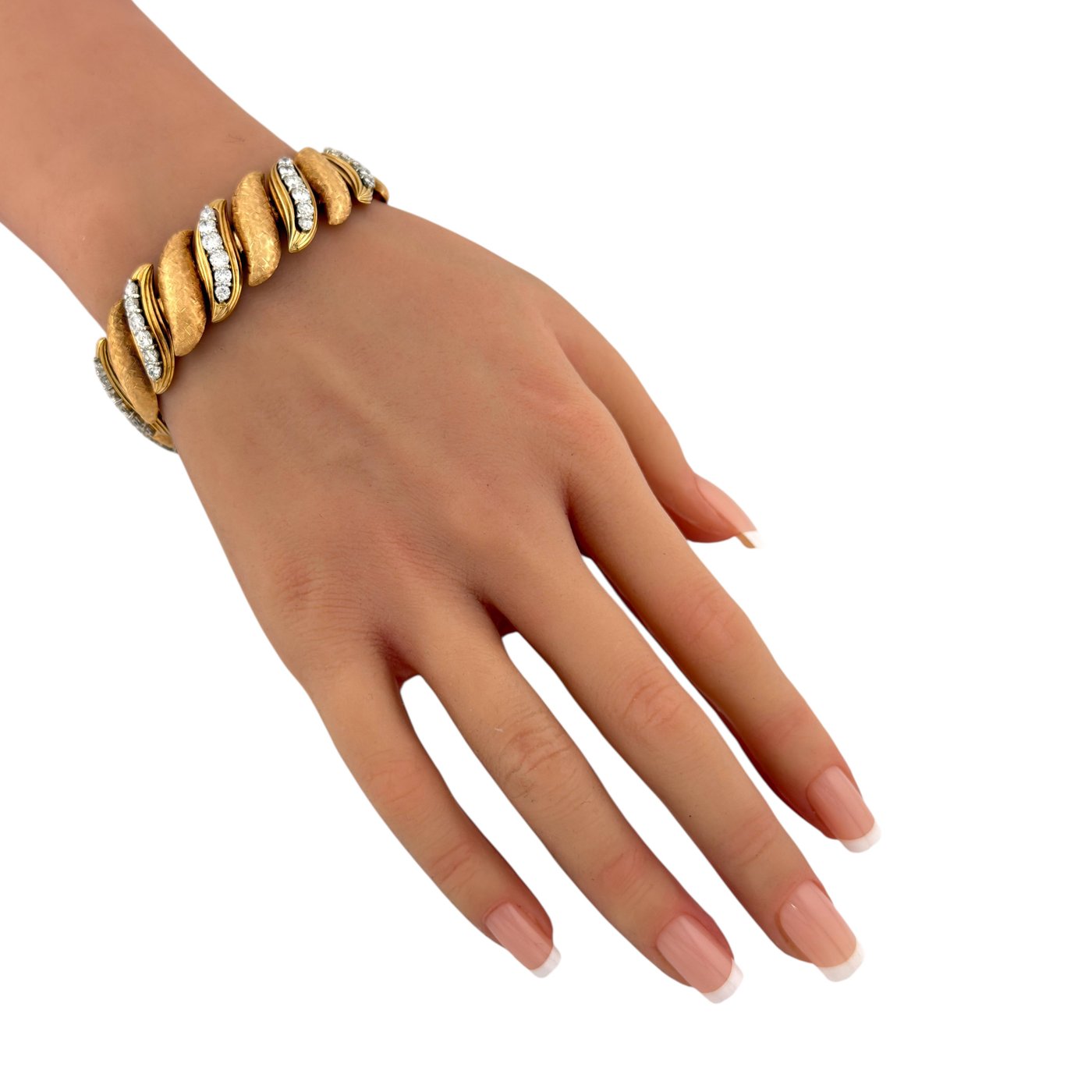 14K Rose Gold 6ct Diamond Textured Link Bracelet