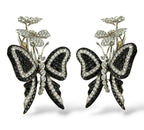18K White Gold and 1.64ct Diamond Butterfly Flower Earrings