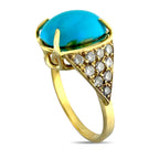 18K Yellow Gold Turquoise and 0.6ct Diamond Ring