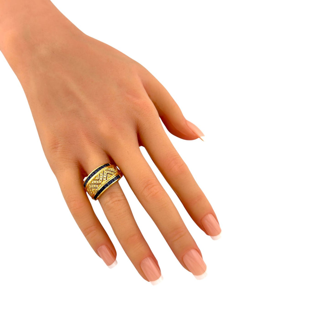 14K Yellow Gold 0.27ct Diamond and Sapphire Ring