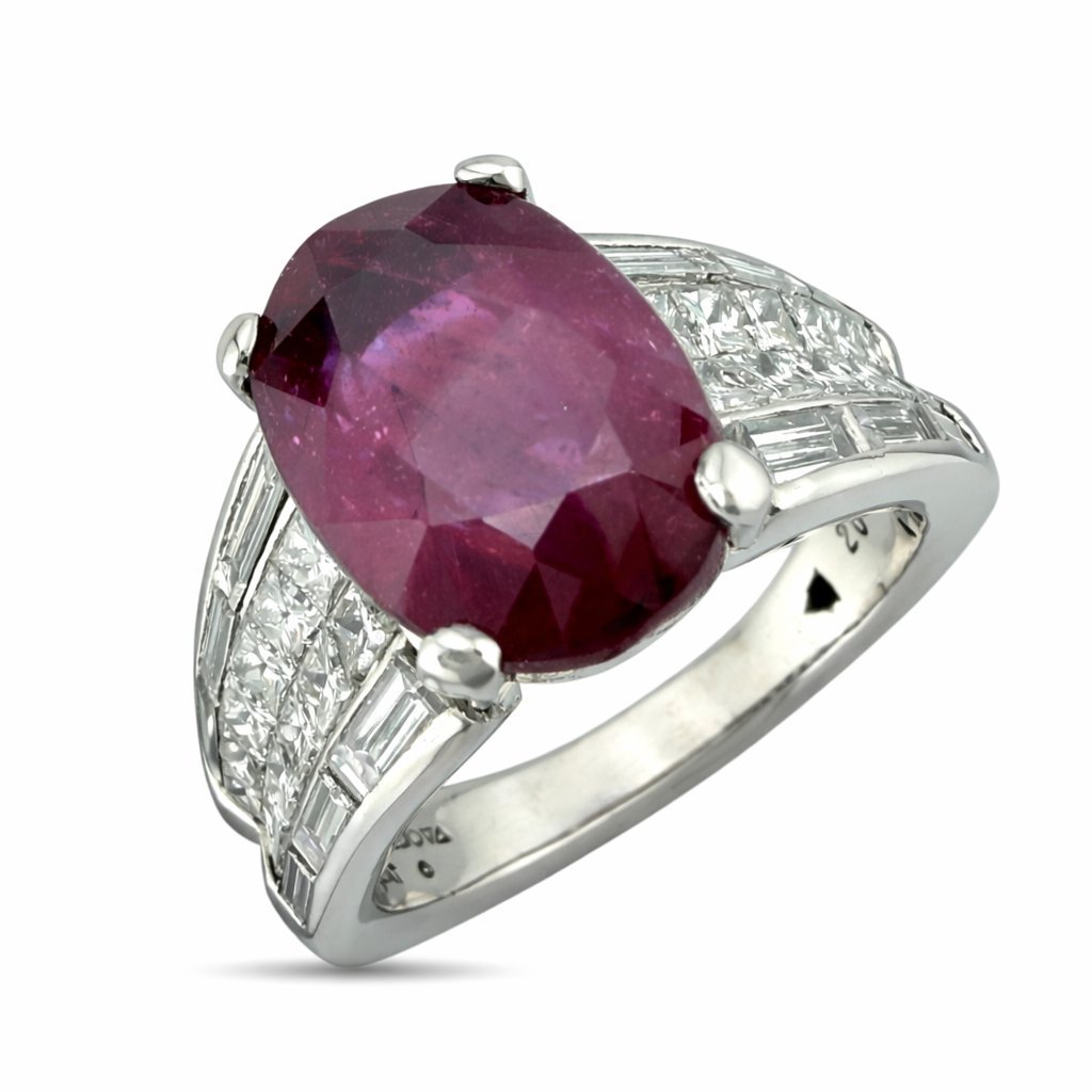Platinum 3.5ct Ruby and 1.1ct Diamond Ring