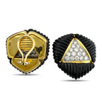 18K Yellow Gold and 2ct Diamond Black Onyx Earrings