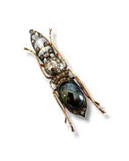 Antique K. Faberge, 56K Gold Beetle Brooch with Diamonds