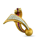 14K Rose Gold Vintage 1.0ct Diamond and Ruby Pendant Brooch