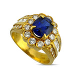 18K Yellow Gold 2.0ct Sapphire and 1.50ct Diamond Ring
