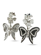 18K White Gold and 1.64ct Diamond Butterfly Flower Earrings