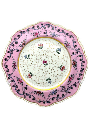 Antique Russian Popov Porcelain Pink Floral Painting Plate