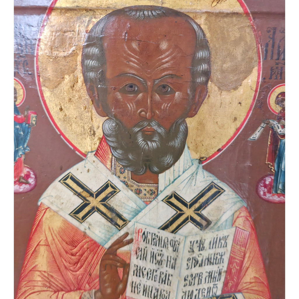 Antique Russian 19th century icon of St. Nicholas