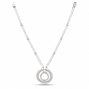 Mikimoto 18K White Gold 4.35ct Diamond Four Row Chain Pendant Necklace