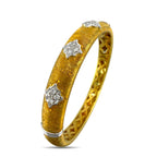 Italian 18K Yellow Gold Brushed 0.60ct Diamond Hinged Bracelet