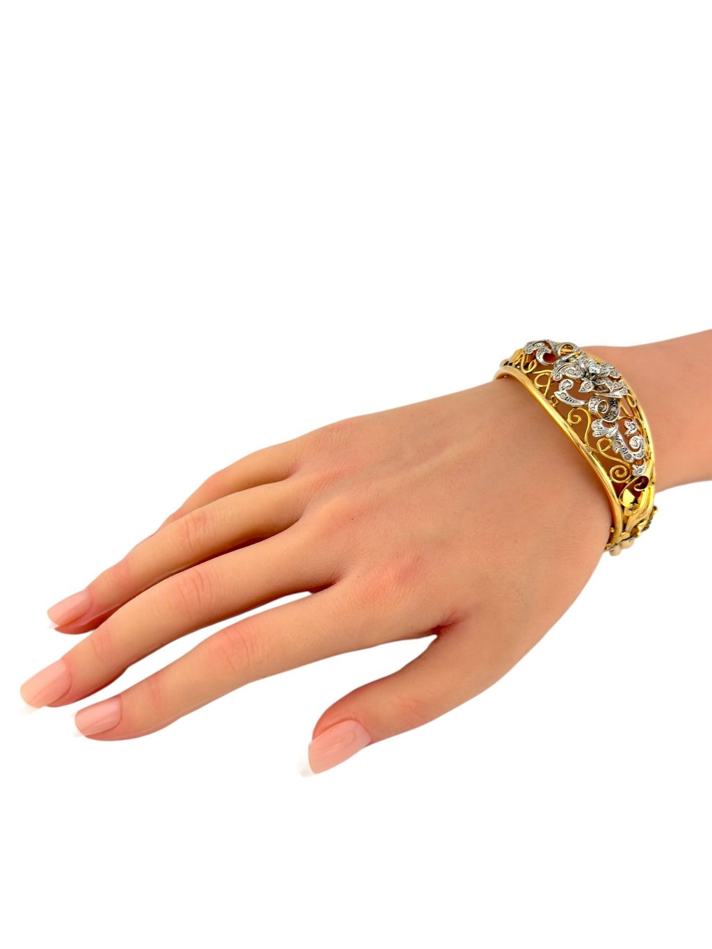 Antique Victorian 18K Yellow Gold and 1.01ct Diamond Bracelet