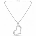 14K White Gold 1.50ct Diamond Heart Pendant Necklace