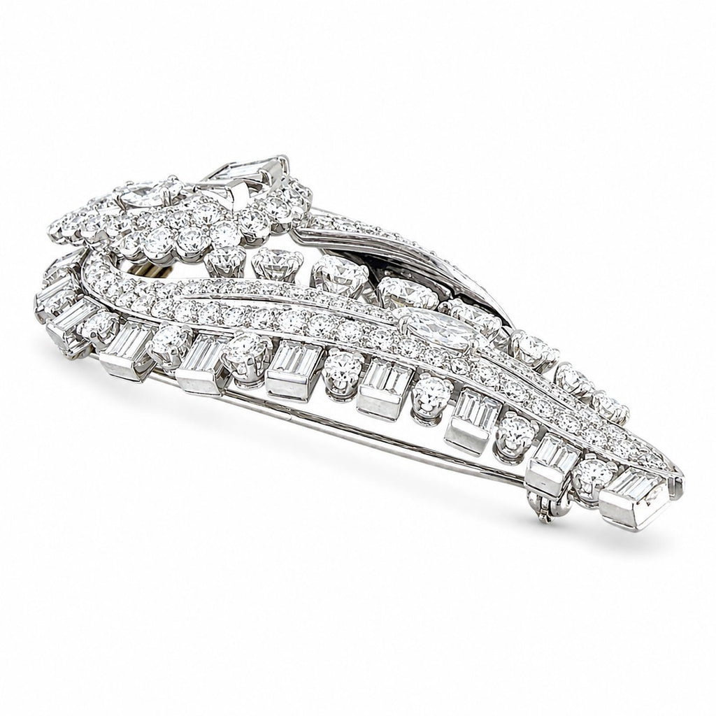 Large Vintage Platinum 10.00ct Diamond Brooch