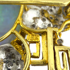 18K Yellow Gold Opal and 2.88ct Diamond Brooch