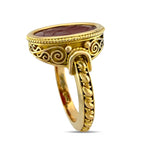 18K Yellow Gold Carnelian Sculpted Face Ring