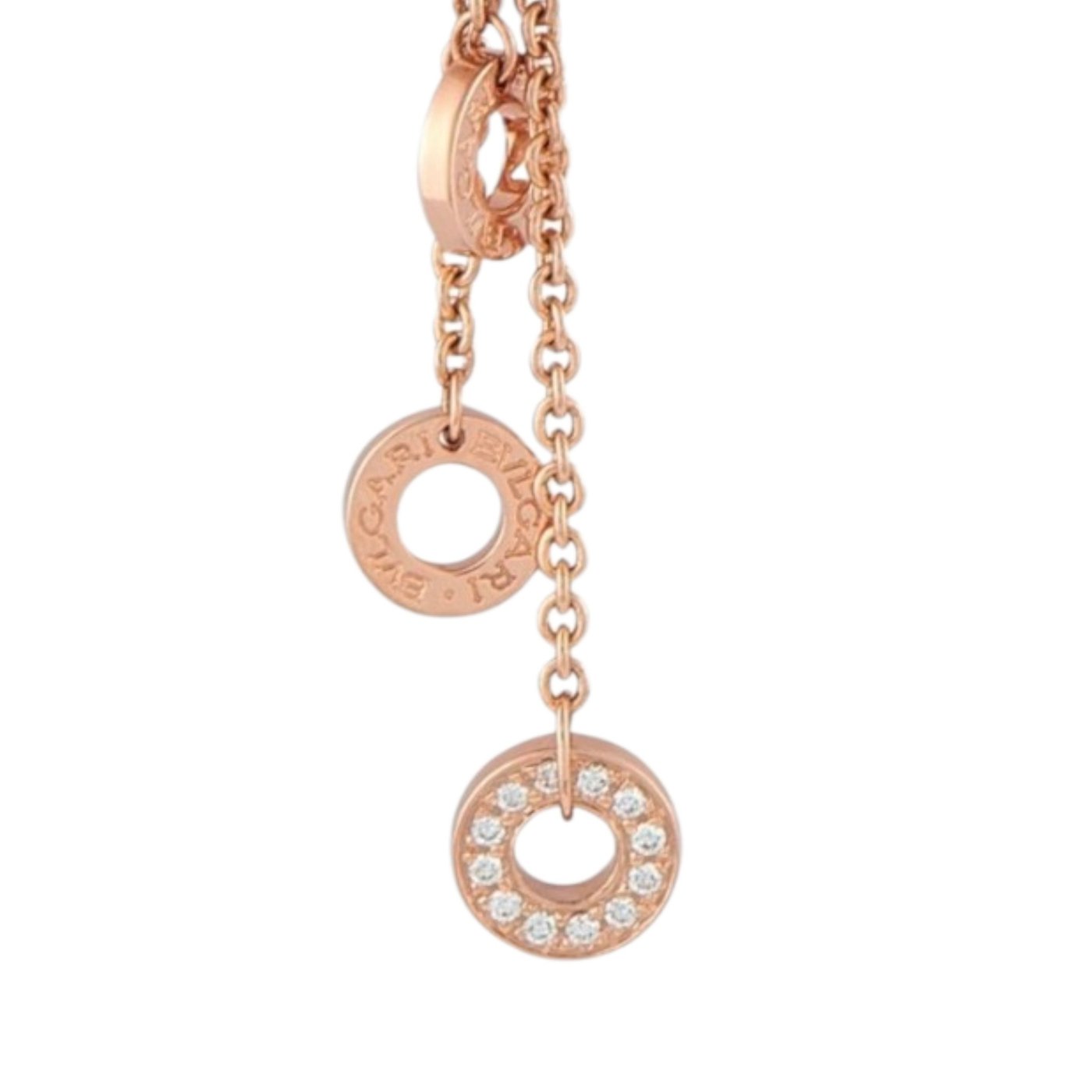 Bvlgari B.zero1 18K Rose Gold Diamond and White Ceramic Tassel Lavalier Necklace