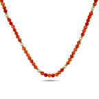 14K Yellow Gold Coral and Opal Beaded Necklace