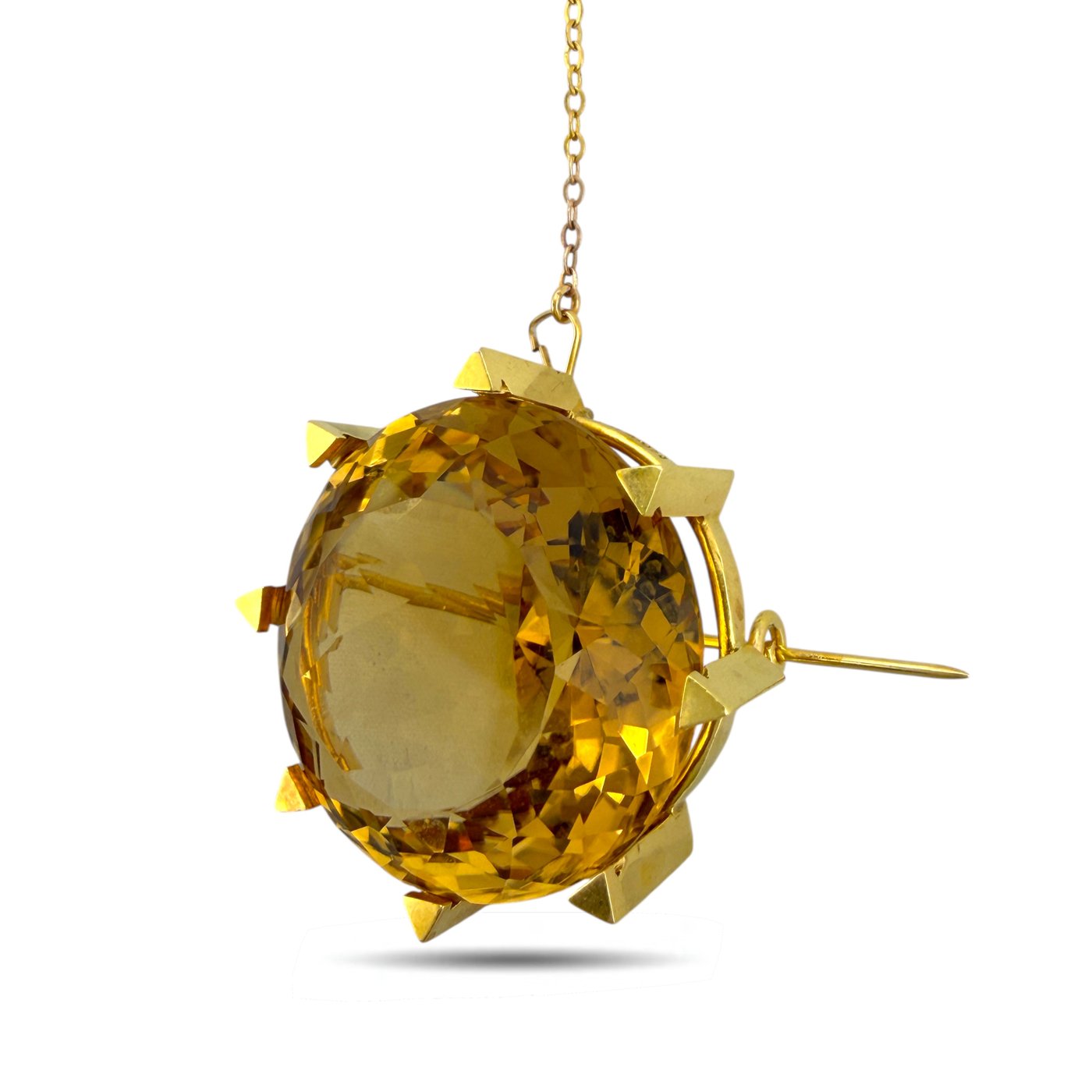 22K Yellow Gold Scottish Large Citrine Dynamic Polo Brooch