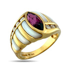 Kabana 14K Yellow Gold 0.32ct Diamond, Tourmaline and Mother of Pearl Ring