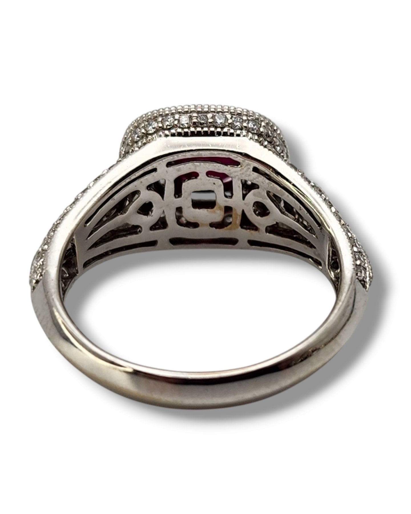 Ring - 18 kt. White gold, 18K Gold, Diamond & Deep Dark Red 1.0CT Ruby Art Deco Ring - 1.60ct. tw. Ruby - Diamond