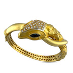 18K Yellow Gold Viper Serpenti 1ct Diamond and 1.2ct Sapphire Bracelet