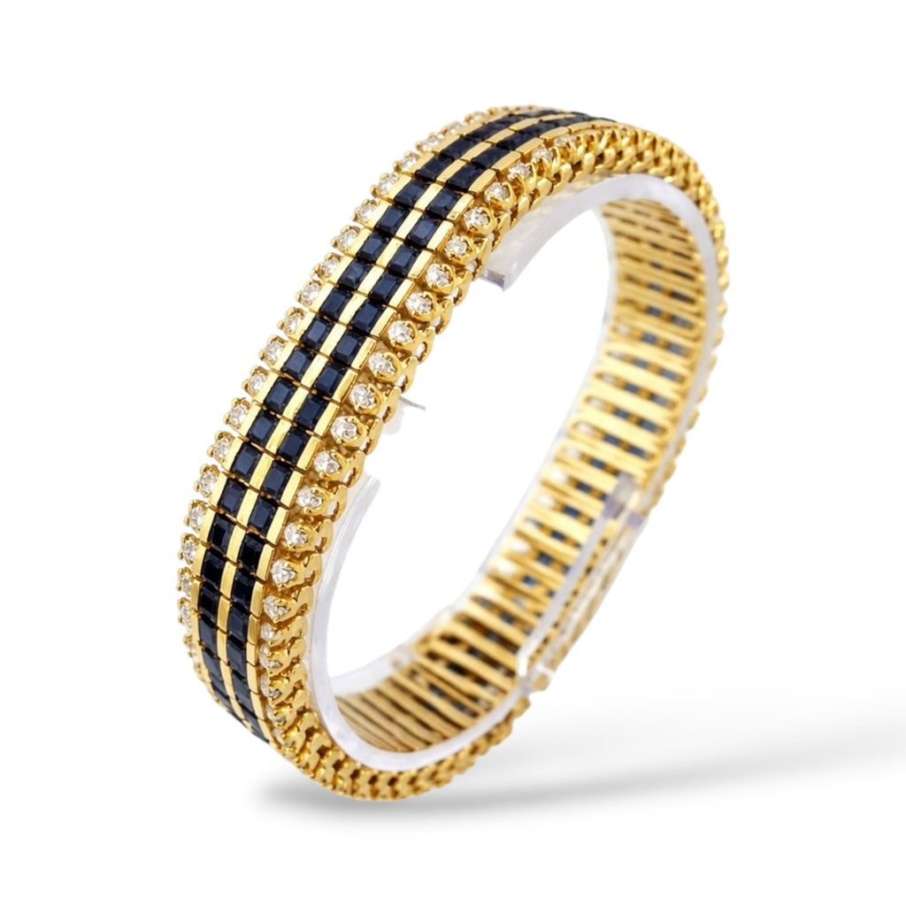 Art Deco 18K Yellow Gold 21ct Sapphire and 7.2ct Diamond Bracelet