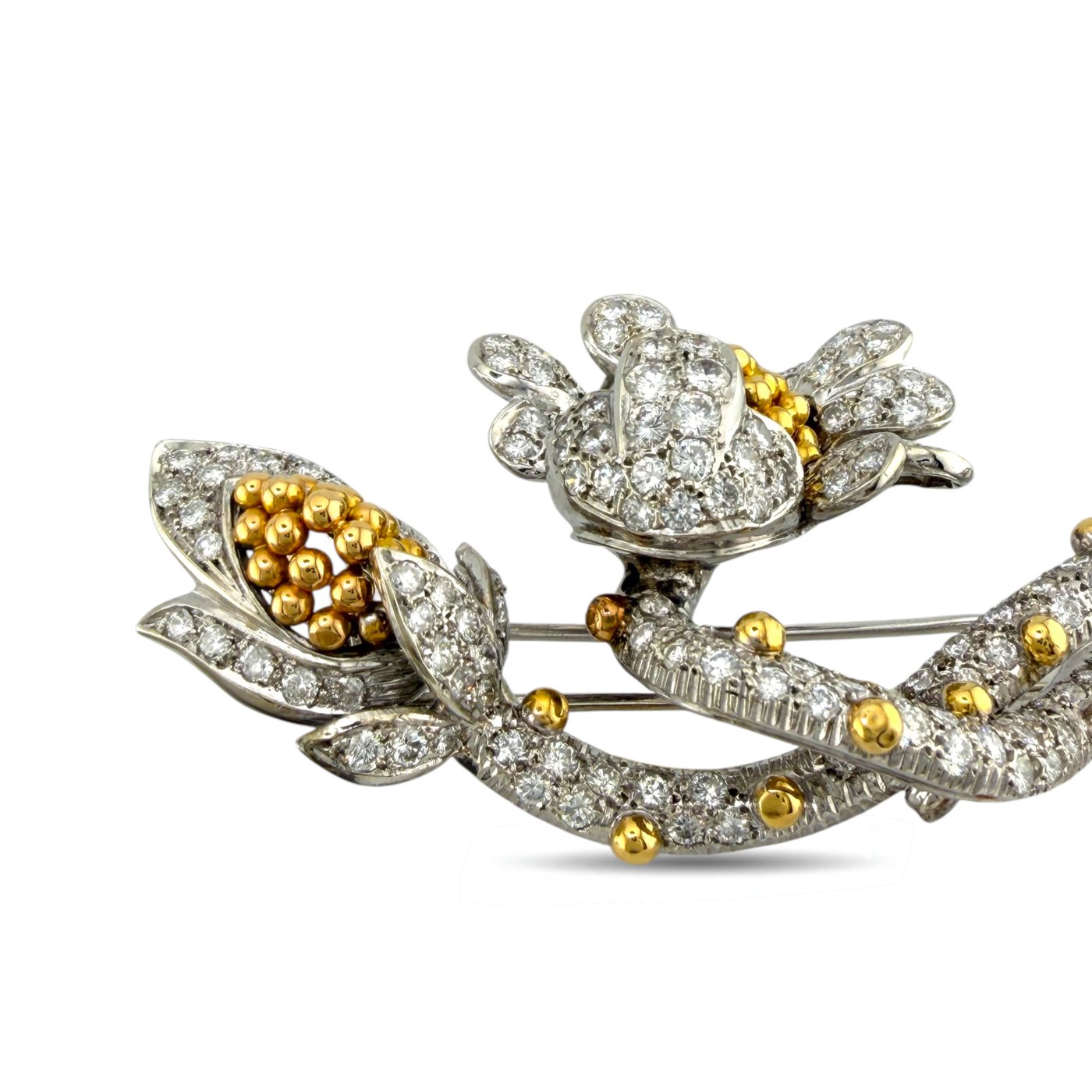 18K Yellow Gold 10.50ct Diamond Floral Brooch