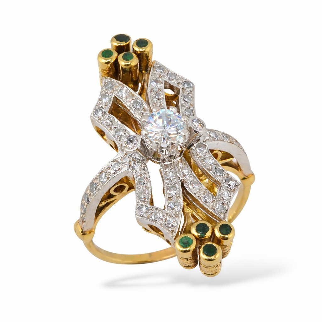 14K Gold 3.35ct Diamond and Sapphire Ring