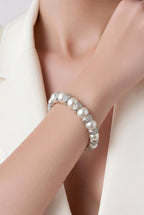 18K White Gold Italian 1.8ct Diamond and Natural Pearl Bracelet
