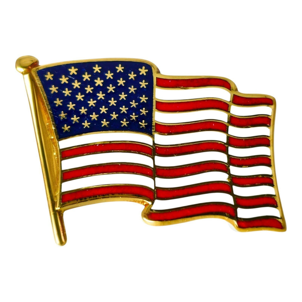 Cartier 18K Yellow Gold American Flag Tie Pin 9/11 "We Remember"