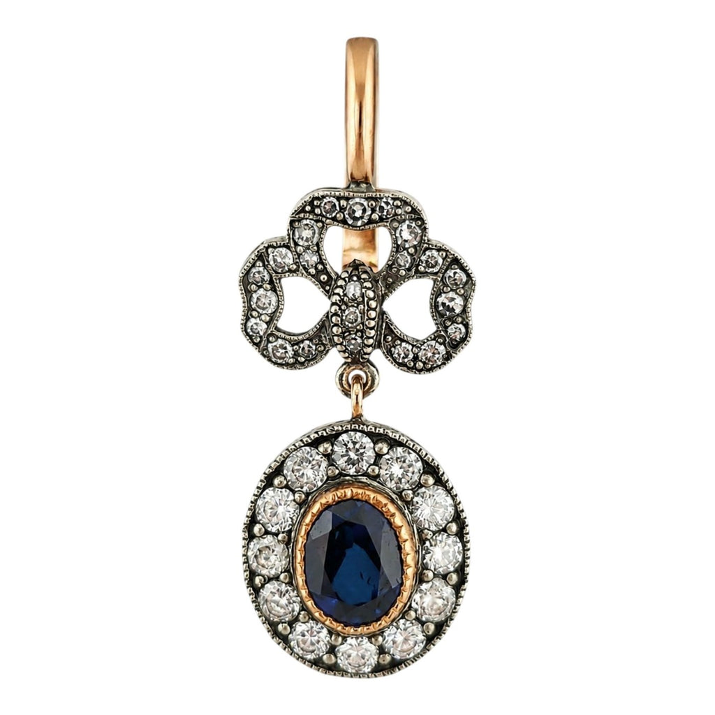 K. Faberge Imperial Russian 14K (56K) Gold and Diamond Earrings