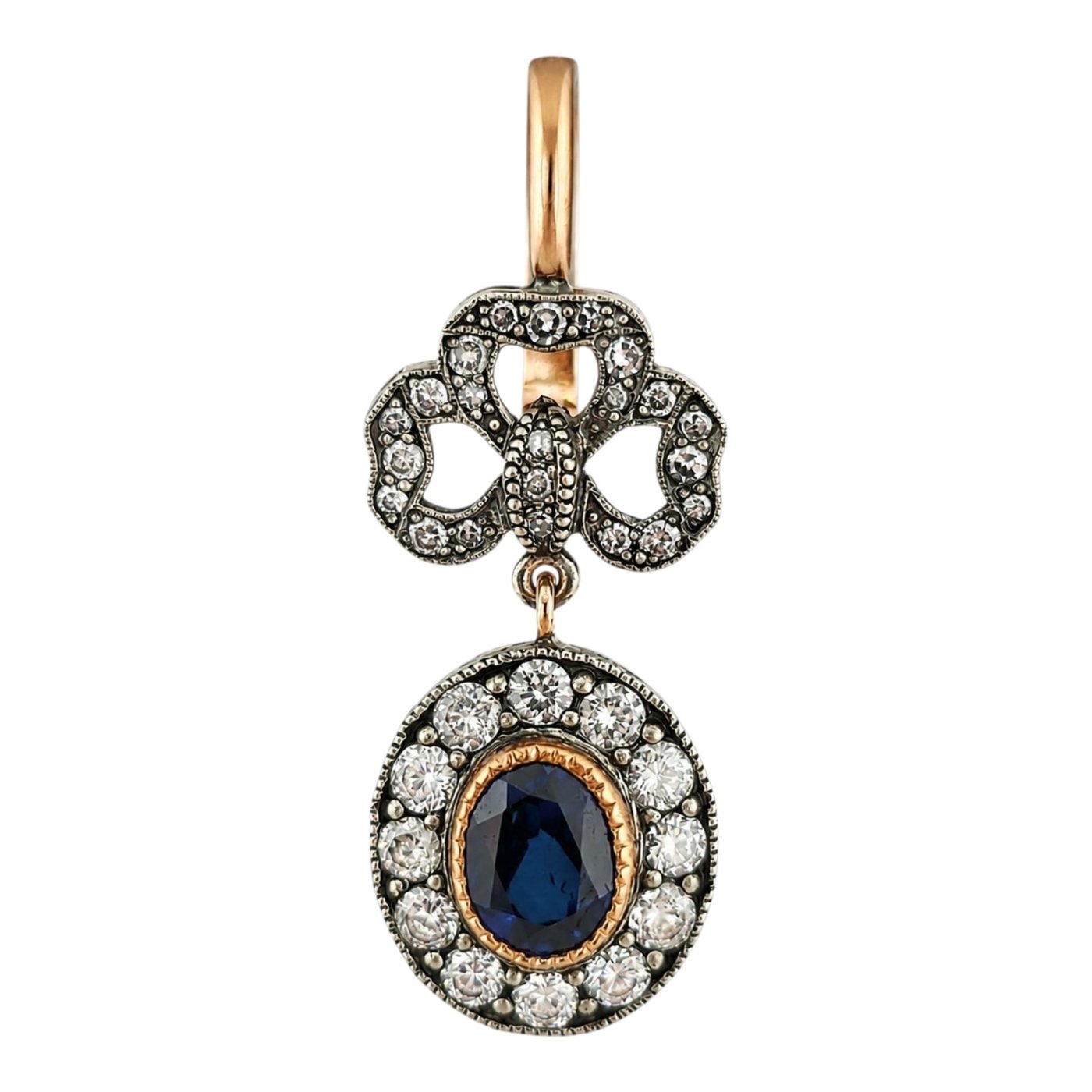 K. Faberge Imperial Russian 14K (56K) Gold and Diamond Earrings