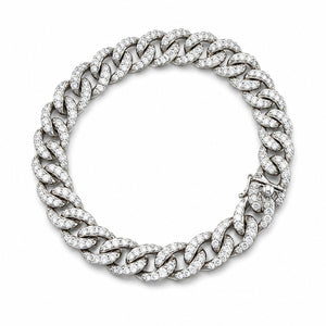 18K White Gold 8.5ct Diamond Interlocking Circle Link Bracelet