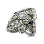Platinum Art Deco 1.07ct Diamond and Sapphire Ring