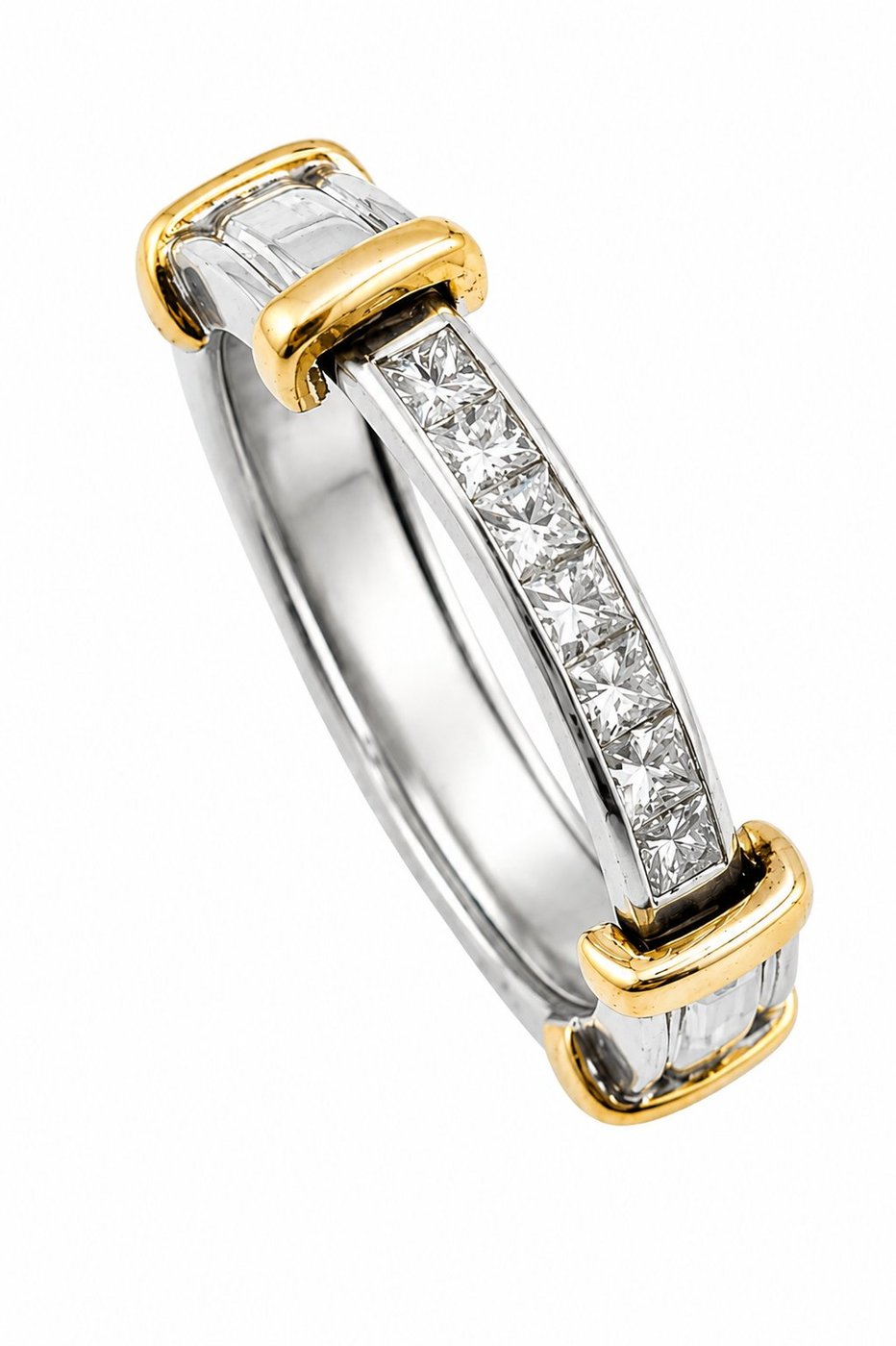 14K White and Yellow Gold and Diamond Band Ring
